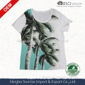 ladies 100% cotton slub effect full flower print short sleeve tshirts,subtropic design print tshirts